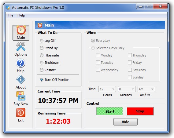 Automatic PC Shutdown Pro screen shot
